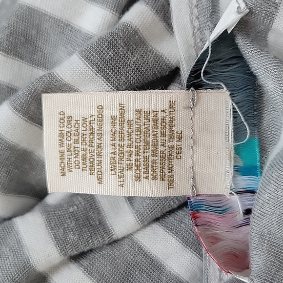 Free People Beach Poncho Kaftan Dress Cover-Up OSFA Gray Striped Ties - Picture 9 of 10